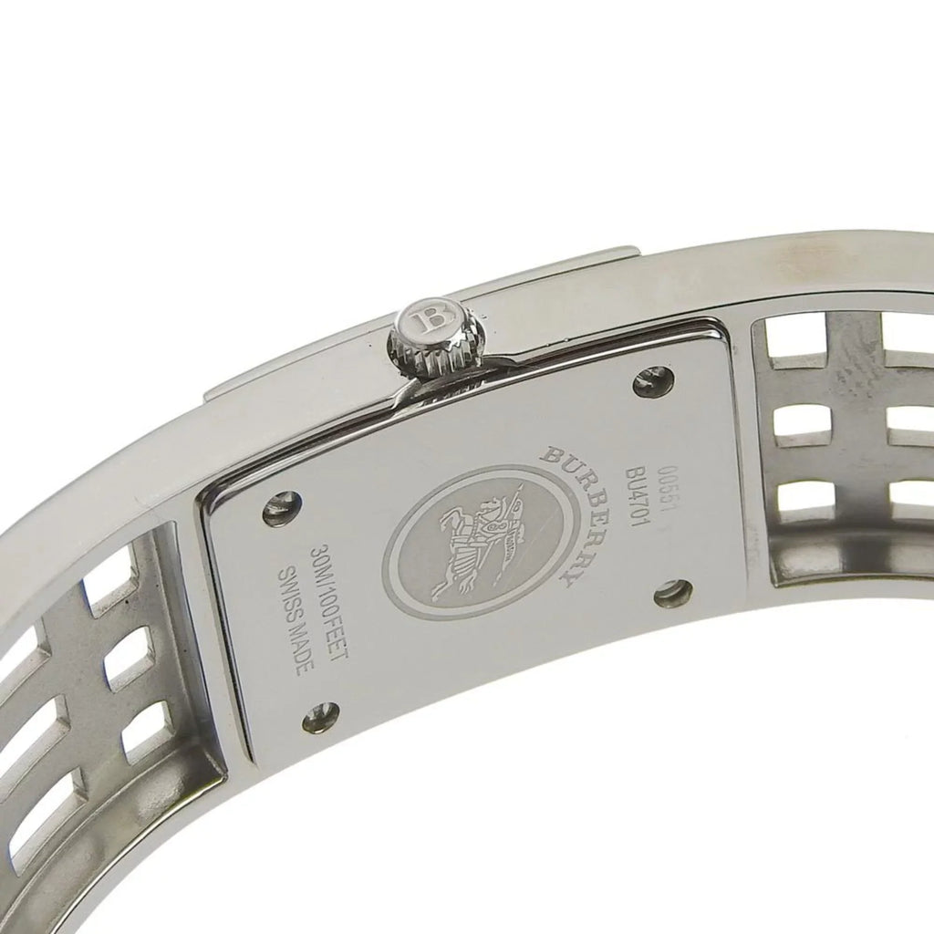 Pre-Owned BURBERRY Burberry Heritage Bangle Watch BU4701 Stainless Steel Silver Quartz Analog Display Ladies Brown Dial (Fair)