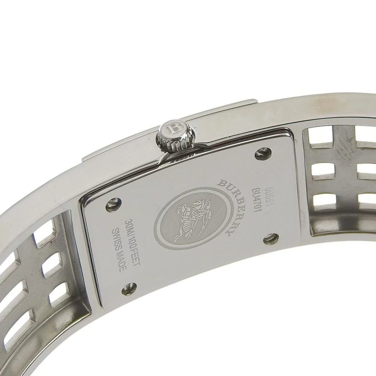 Pre-Owned BURBERRY Burberry Heritage Bangle Watch BU4701 Stainless Steel Silver Quartz Analog Display Ladies Brown Dial (Fair)