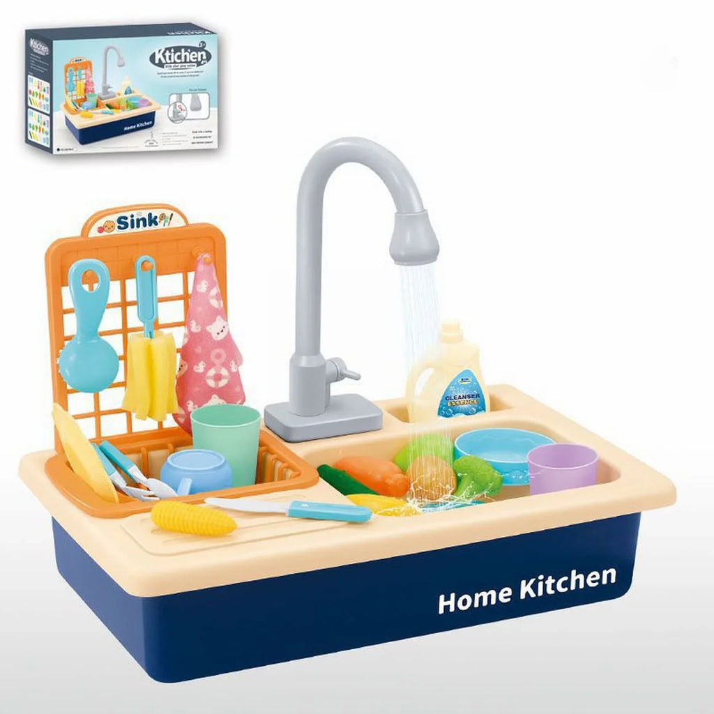 Kitchen Sink Toys Children Electric Dishwasher Playing Toy With Running liquid Automatic aqua Cycle System Play House Pretend Role Play Toys for Boys Girls Alphabet Board Game Board for Toddlers