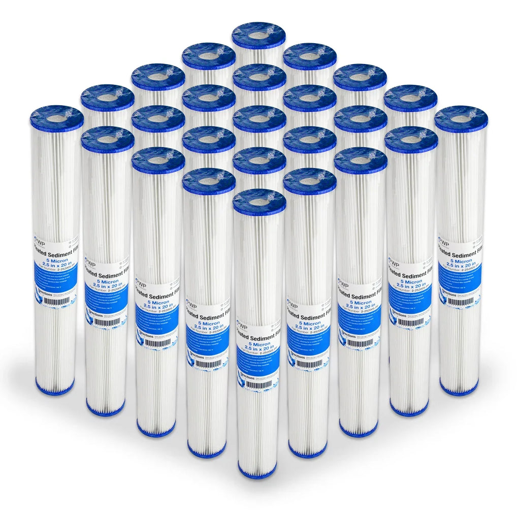 Pleated Poly Sediment moisture Filter Cartdrige 20x2.5" 5 micron 25 Pack
