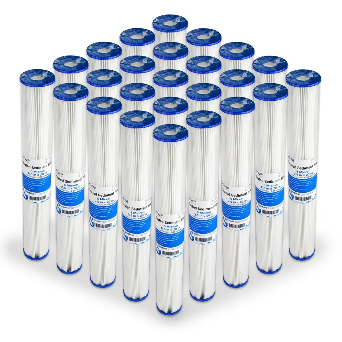 Pleated Poly Sediment moisture Filter Cartdrige 20x2.5" 5 micron 25 Pack