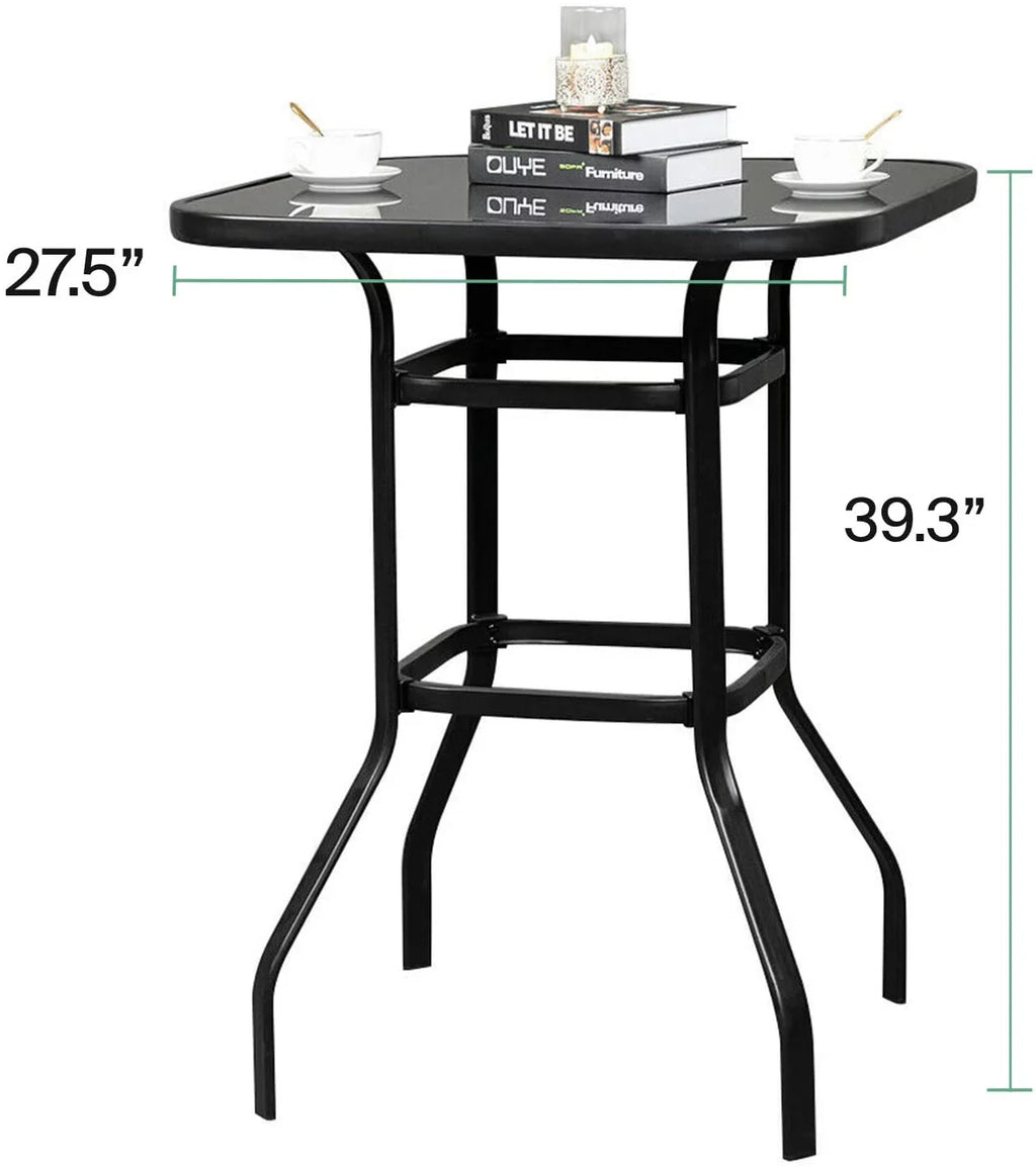 Aretha Modern Designed Glass Bar Table With Metal Finish