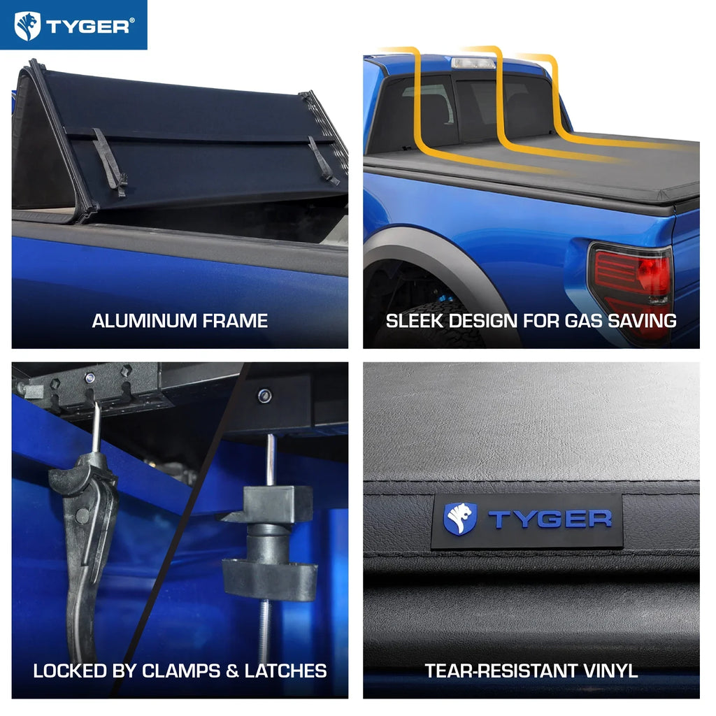 Tyger Auto T3 Soft Tri-fold Truck Bed Tonneau protector matching with 2007-2013  Tundra | 6.5' Bed | TG-BC3T1033 | Vinyl