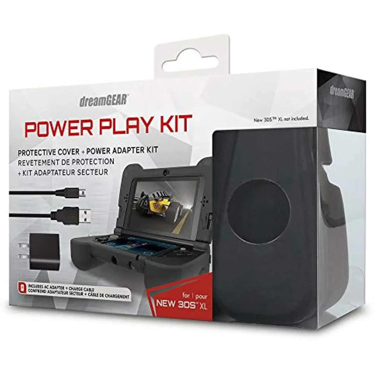 Dreamgear Power Play Kit Accessories: appropriate With Nintendo New 3Ds Xl, 3-In-1 Bundle, Soft Comfort Grip Case, Charging Cable, Ac Adapter, Black