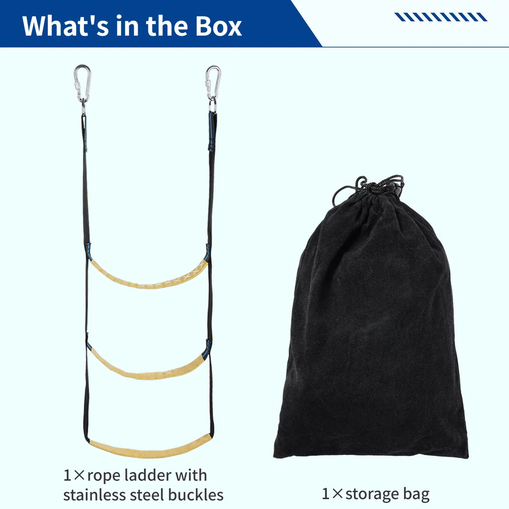 Marine ship Rope Ladder, 3-Step Portable Rope Boarding Ladder, Folding Climbing Ladder for Inflatable vessel, Sailboat, Kayak, Canoeing, Motorboat