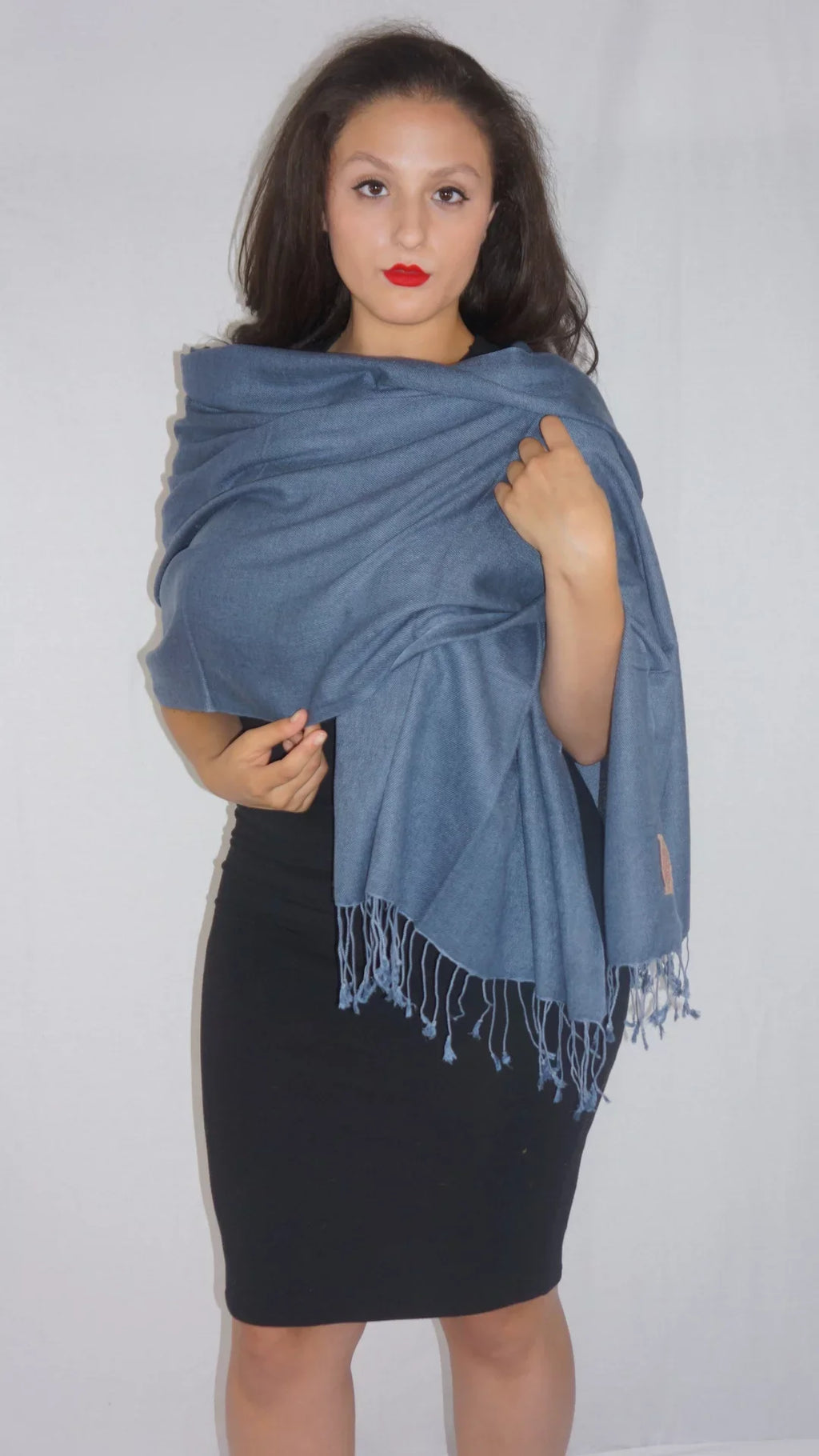 Shawl/Shawls/Scarf/Scarves/Wrap/Stole/Muffler/Cape/Ruana/Blanket/Throw/Pashmina Shawl/Cashmere Scarf/Wool/Silk (Slate Grey Regular Shawl)