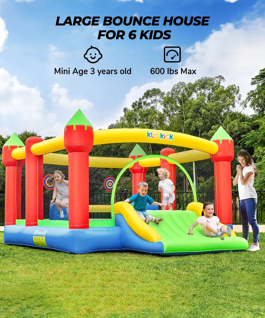 KLOKICK 15'x 12' Large Bounce House 840D Oxford Inflatable Bouncers for 6 Kids with Blower & Slide for 3-10 Years, Child, Adult, Infant, Teen, Tween