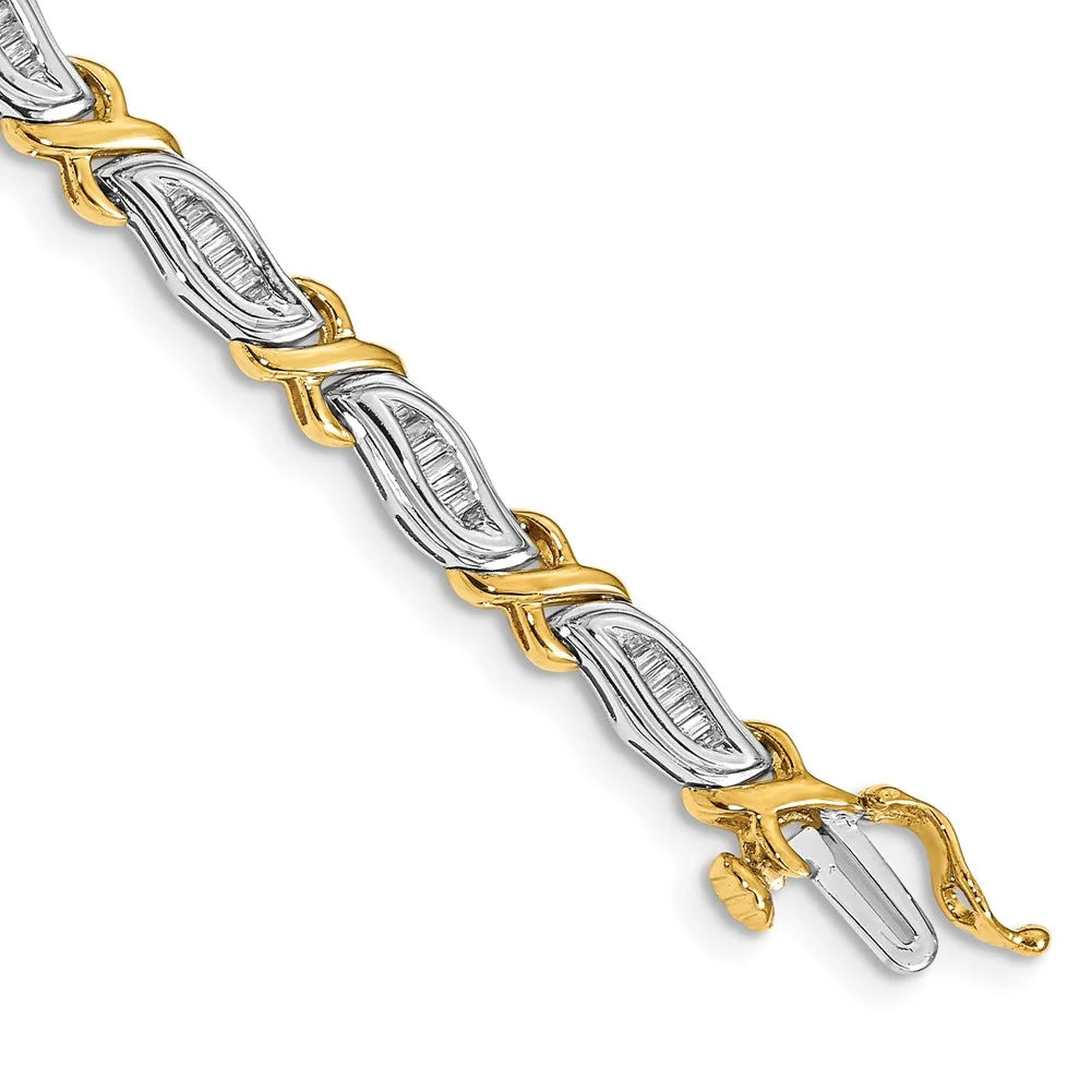 Baguette Diamond Bracelet QBM4615-100-WYA. 14k Two-Tone 1ct