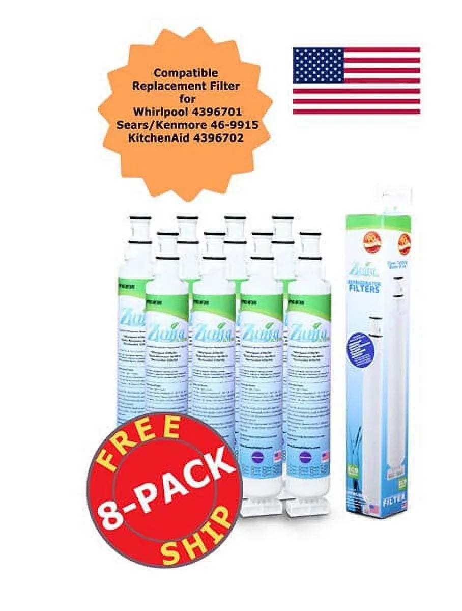 ZUMA Brand , aqua and Ice Filter , Model # OPFW3-RF300 , appropriate with Whirlpool® RWF1021 - 8 Pack - Made in U.S.A.