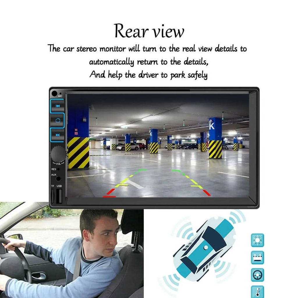 Car Radio 7'' 2 Din Stereo Receiver Bluetooth, Microphone, Mirror Link, Display, GPS, Touch Screen Support  Carplay , Android Auto