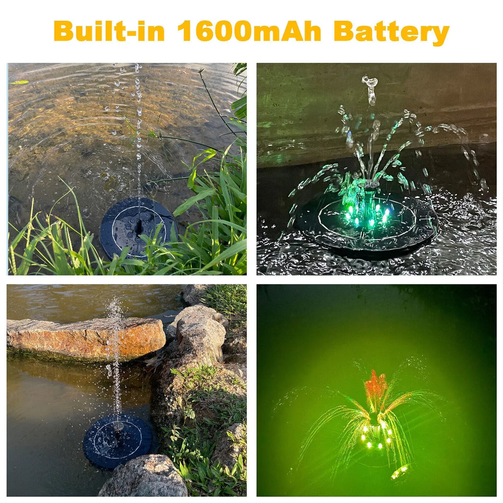 Solar Power moisture Fountain Pump Bird Bath 6LED Floating Pond Pool Outdoor Garden