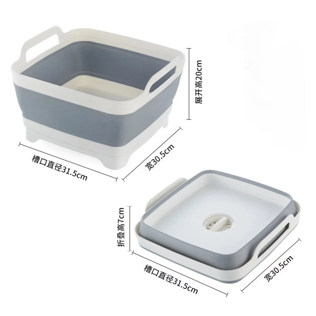 Imoment 2.4 Gal(9L) Collapsible Dish Tub Portable Sink,Folding Laundry Tub,Washing Basin with Draining Plug(Gray)