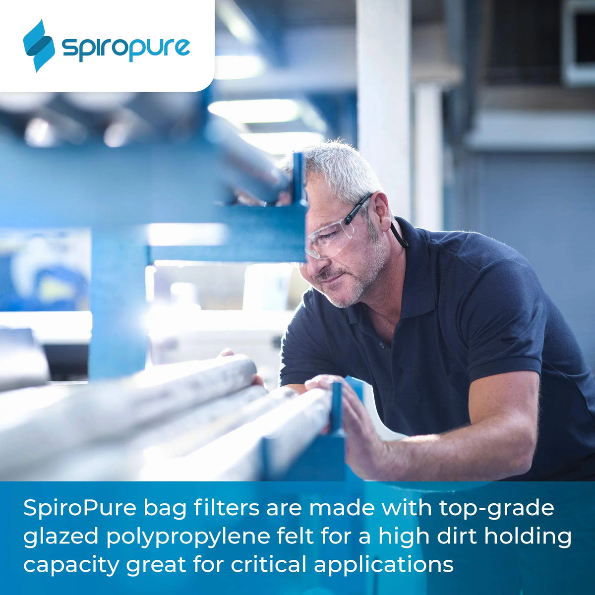 SpiroPure SP-BP-410-50 50 Micron #3 (10”) Glazed Polypropylene Felt Liquid Bag Filter BP-410-50 155391-03 (Case of 40)
