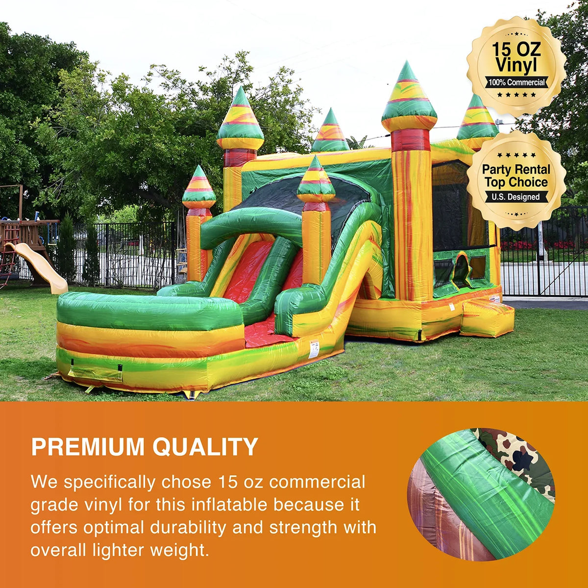 JumpOrange Commercial Grade Bounce House aqua Slide with Pool for Kids and Adults (with Blower), Fiesta Theme