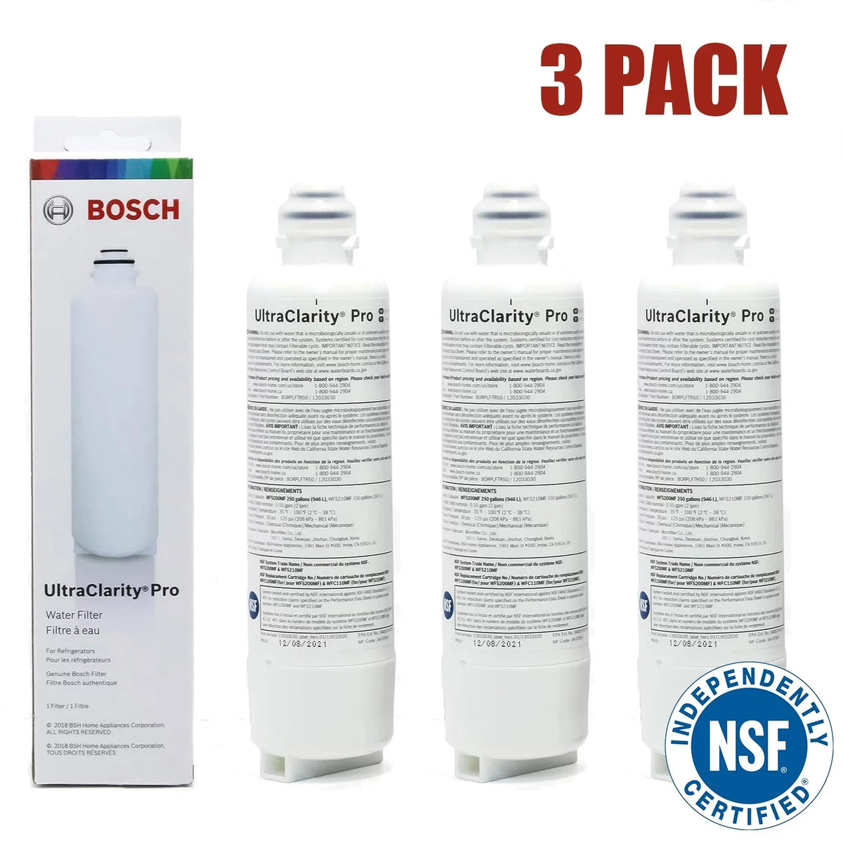 Bosch UltraClarity Pro liquid Filter, BORPLFTR50,BORPLFTR55, RA450022, REPLFLTR55 Replacement/matching Pack of 3