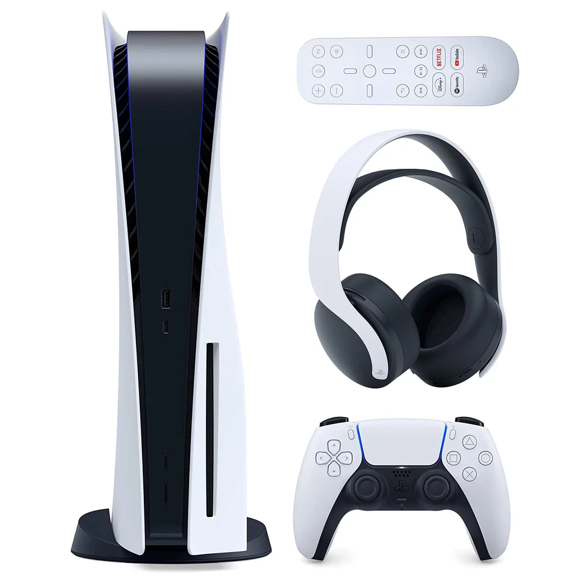 Playstation 5 Disc Version ( PS5 Disc) with Headset, Media Remote and Cleaning Cloth Bundle