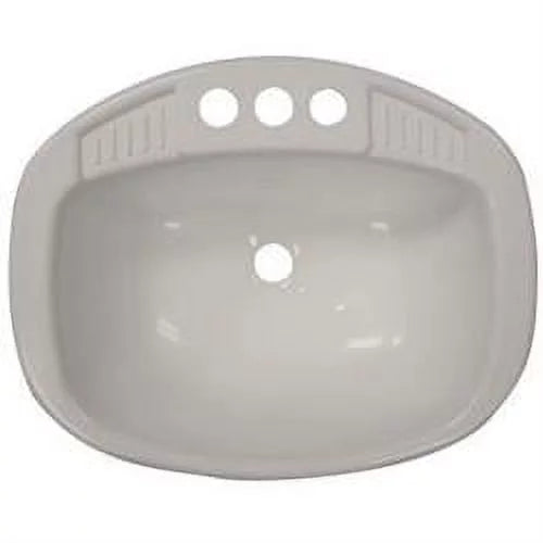 Poly Oval Lavatory Single RV Bathroom Sink, White. LaSalle Bristol 16270PWA 17 x 20 in