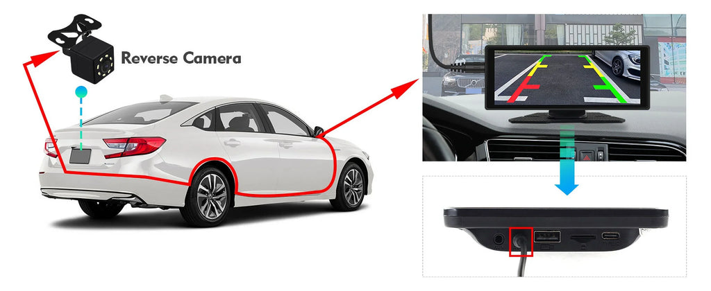Portable Wireless Carplay & Android Auto Car Stereo, 10.26 Inch Full HD Car Touch Screen Portable Car Radio Receiver Backup Camera