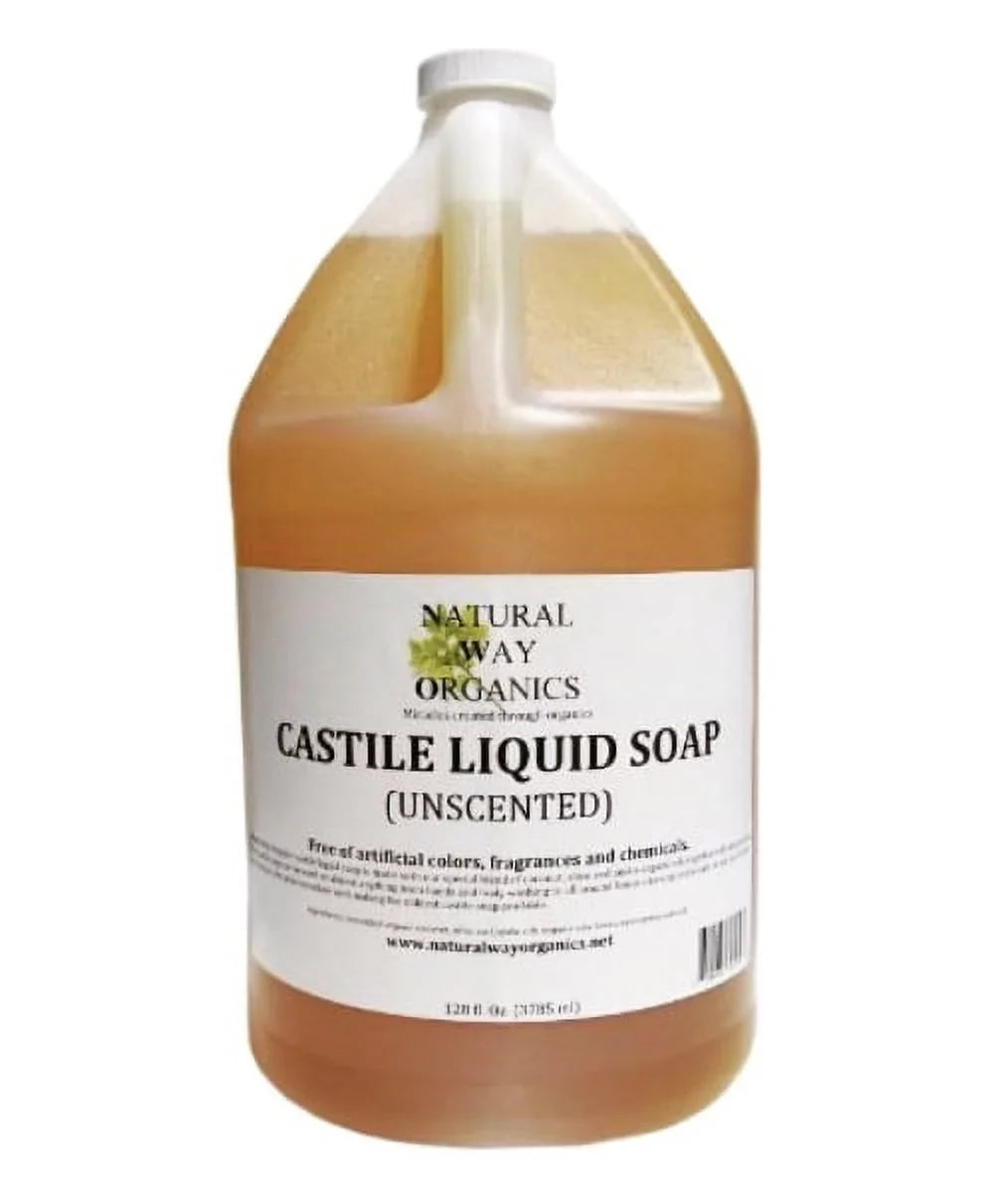 Natural Way Organics Ultra Mild Unscented Castile Soap  100% Pure -No Artificial Chemicals, Fragrances or Colorants 1 Gallon (128 ounce)