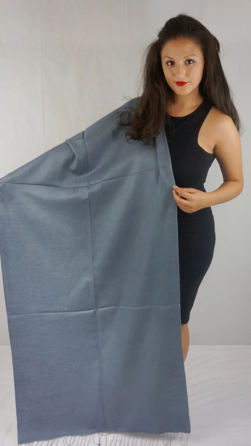 Shawl/Shawls/Scarf/Scarves/Wrap/Stole/Muffler/Cape/Ruana/Blanket/Throw/Pashmina Shawl/Cashmere Scarf/Wool/Silk (Slate Grey Regular Shawl)
