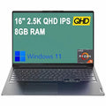 Ideapad 5 Pro Laptop, 16 inch 2.5K QHD IPS Display, AMD Core Ryzen 5 5600H, 8GB RAM, 1TB SSD, Wi-Fi, Bluetooth, Windows 11, Bundle with JAWFOAL