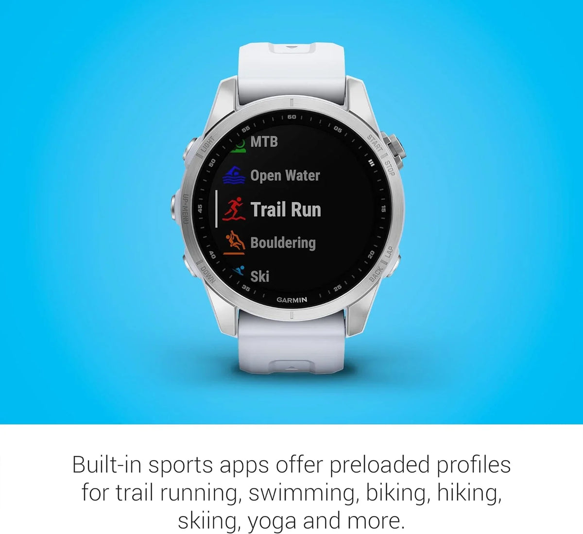 Garmin Fenix 7S, Smaller Sized Adventure Smartwatch, Silver with Whitestone (Refurbished)