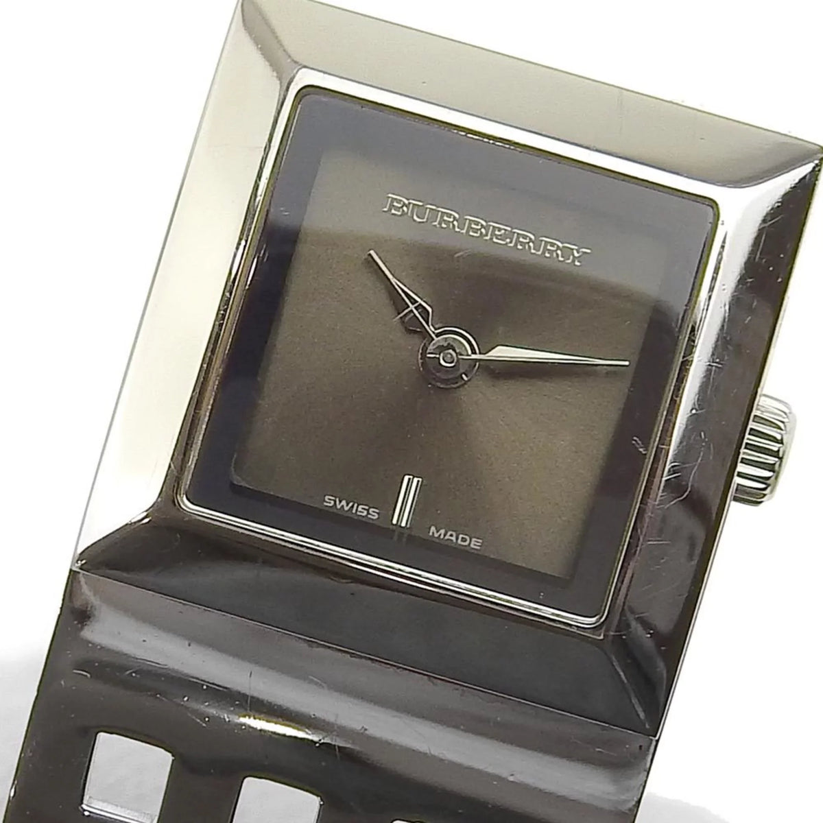 Pre-Owned BURBERRY Burberry Heritage Bangle Watch BU4701 Stainless Steel Silver Quartz Analog Display Ladies Brown Dial (Fair)