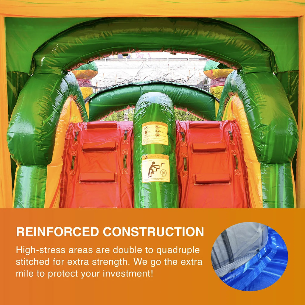 JumpOrange Commercial Grade Bounce House aqua Slide with Pool for Kids and Adults (with Blower), Fiesta Theme
