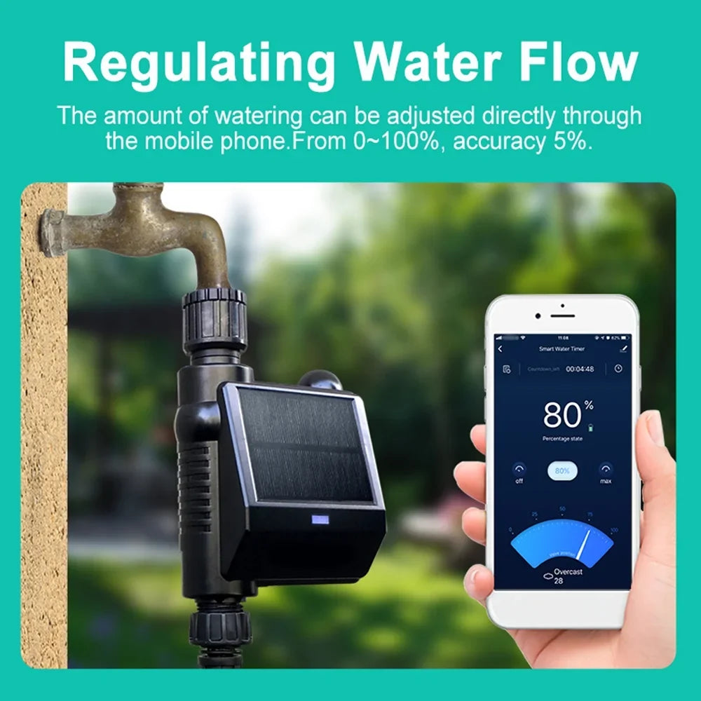 moobody WiFi Sprinkler Timer Solar Powered Smart aqua Timer APP Voice Control Wireless Hose Faucet Timer Garden Lawn Yard
