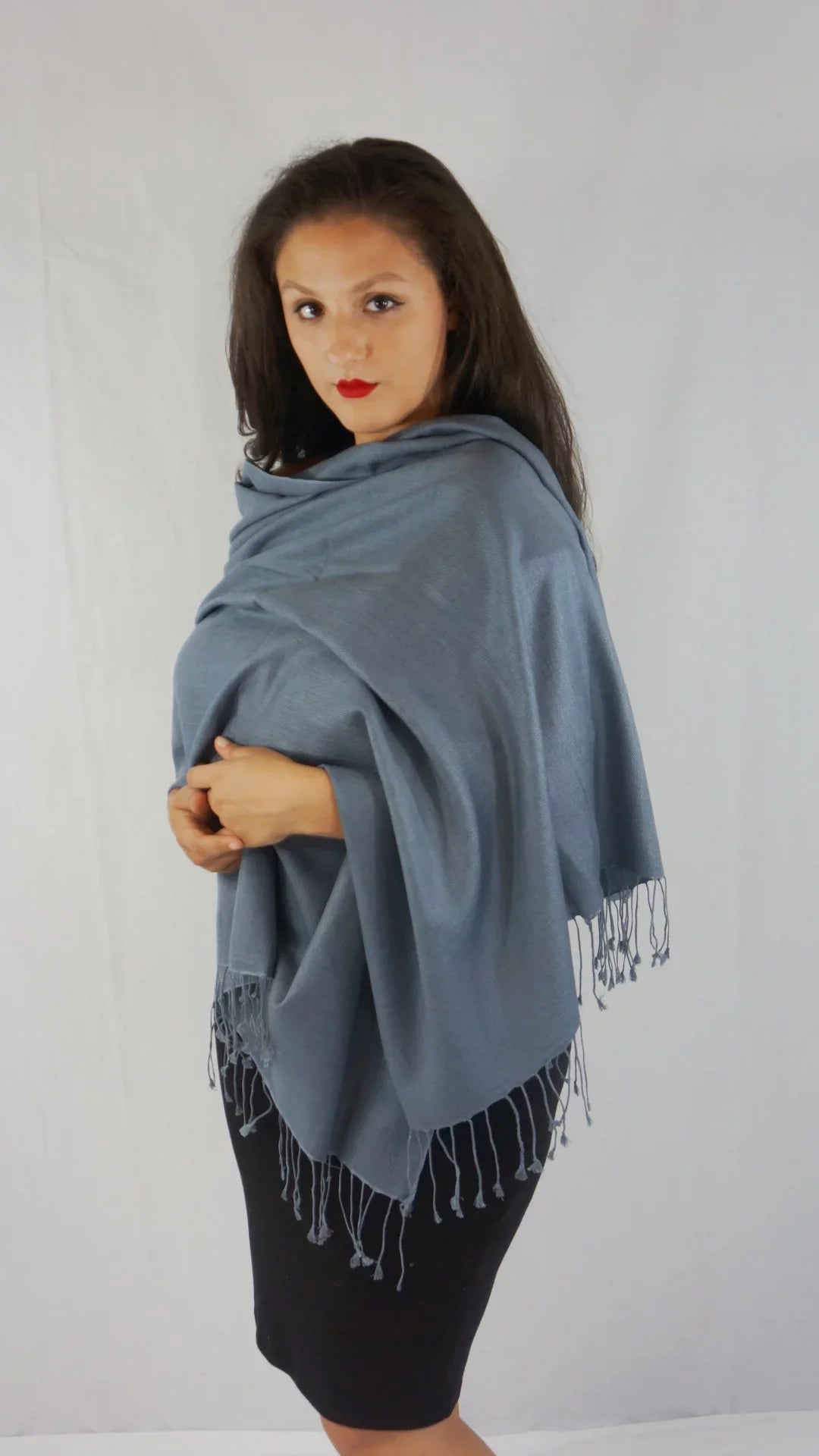 Shawl/Shawls/Scarf/Scarves/Wrap/Stole/Muffler/Cape/Ruana/Blanket/Throw/Pashmina Shawl/Cashmere Scarf/Wool/Silk (Slate Grey Regular Shawl)