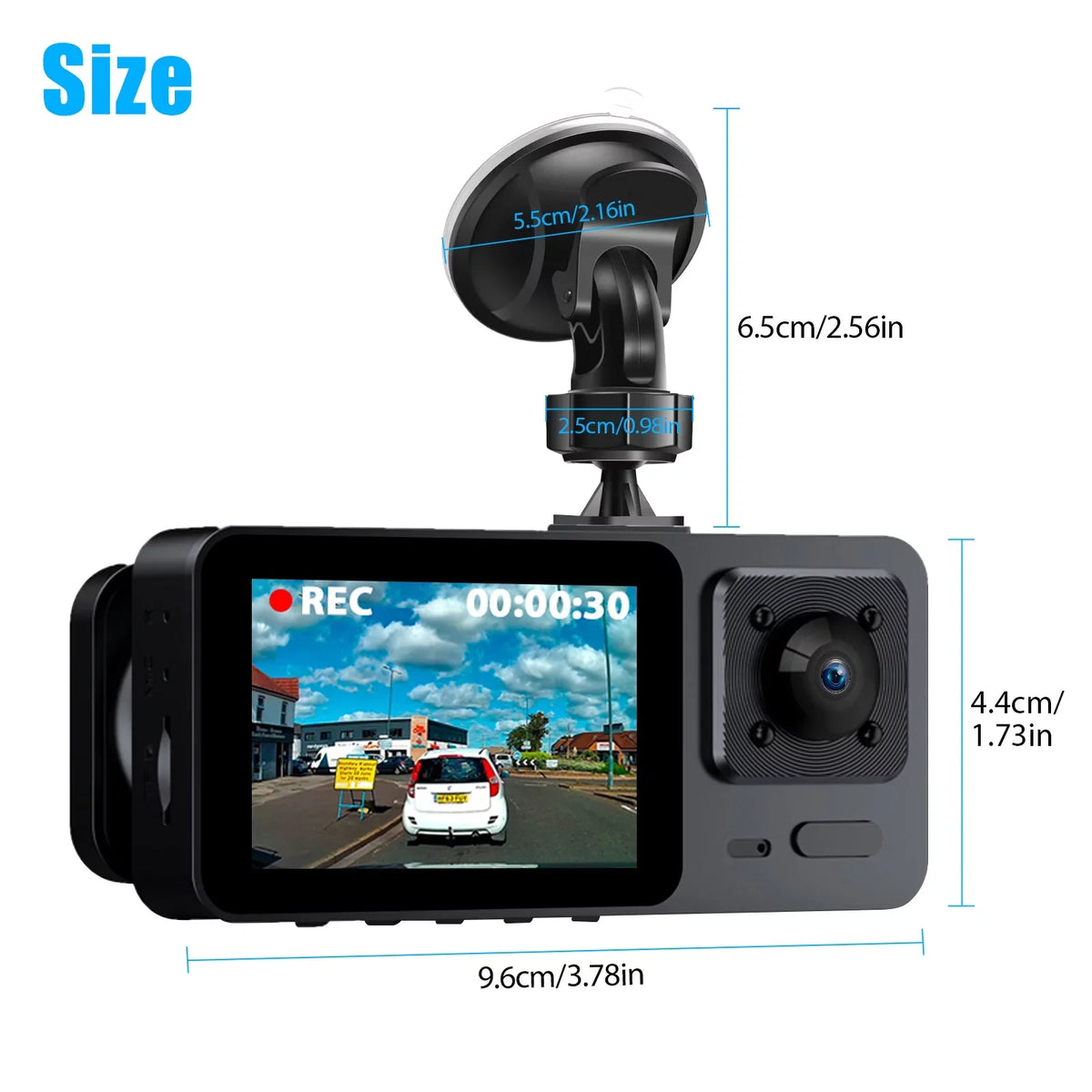 Dash Cam Front and Rear, TSV 3 Channel Dual Dash Camera, 1080P HD Screen Car Camera DVR Backup Cam with Night Vision
