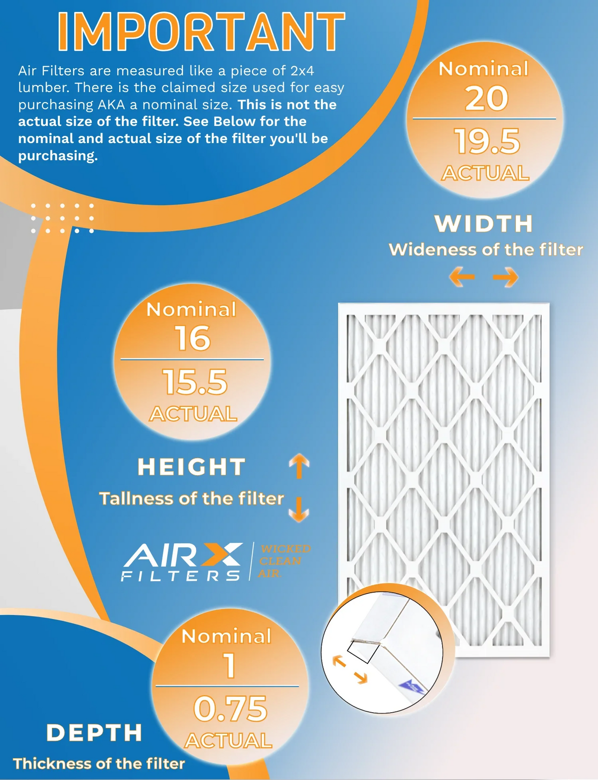 16x20x1 Air Filter MERV 13 Rating, 12 Pack of Furnace Filters Comparable to MPR 1500 - 2200 & FPR 9 - Made in USA by AIRX FILTERS WICKED CLEAN AIR.