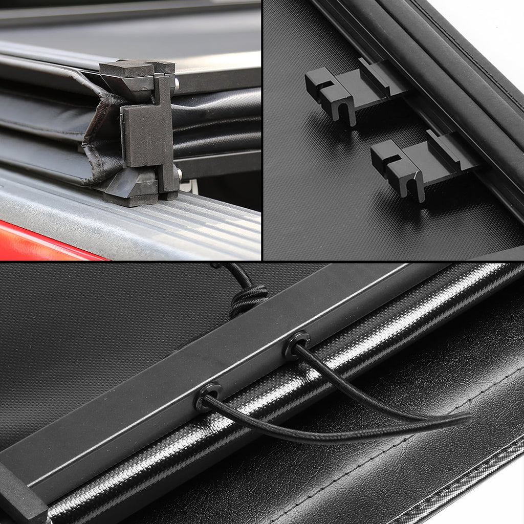 DNA Motoring TTC-TRISOFT-042 For 2004 to 2012 Chevy Colorado GMC Canyon 5'3" Fleetside Bed Tri-Fold Adjustable Soft Trunk Tonneau wrap 05 06 07 08 09 10 11