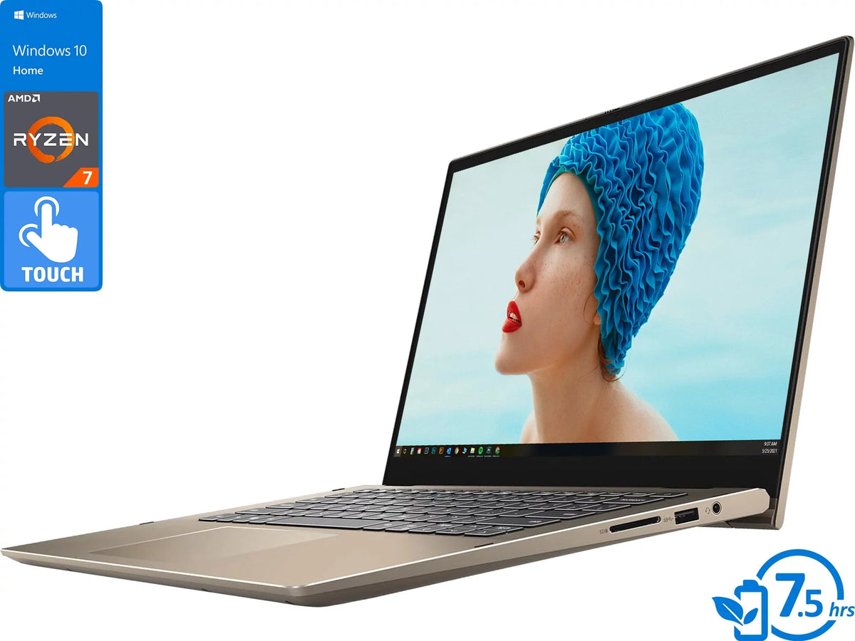 Inspiron i7405 2-in-1, 14" IPS FHD Touch Display, AMD Ryzen 7 4700U Upto 4.1GHz, 16GB RAM, 512GB NVMe SSD, Vega 6, HDMI, DisplayPort via USB-C, Wi-Fi, Bluetooth, Windows 10 Home (i7405-A371TUP)
