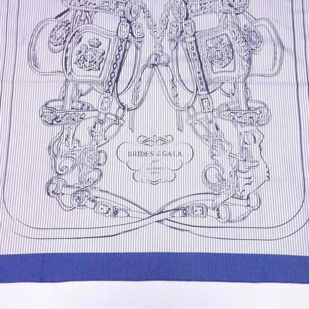 Pre-Owned Hermes HERMES scarf Carre 90 BRIDES de GALA silk navy x white ladies (Good)