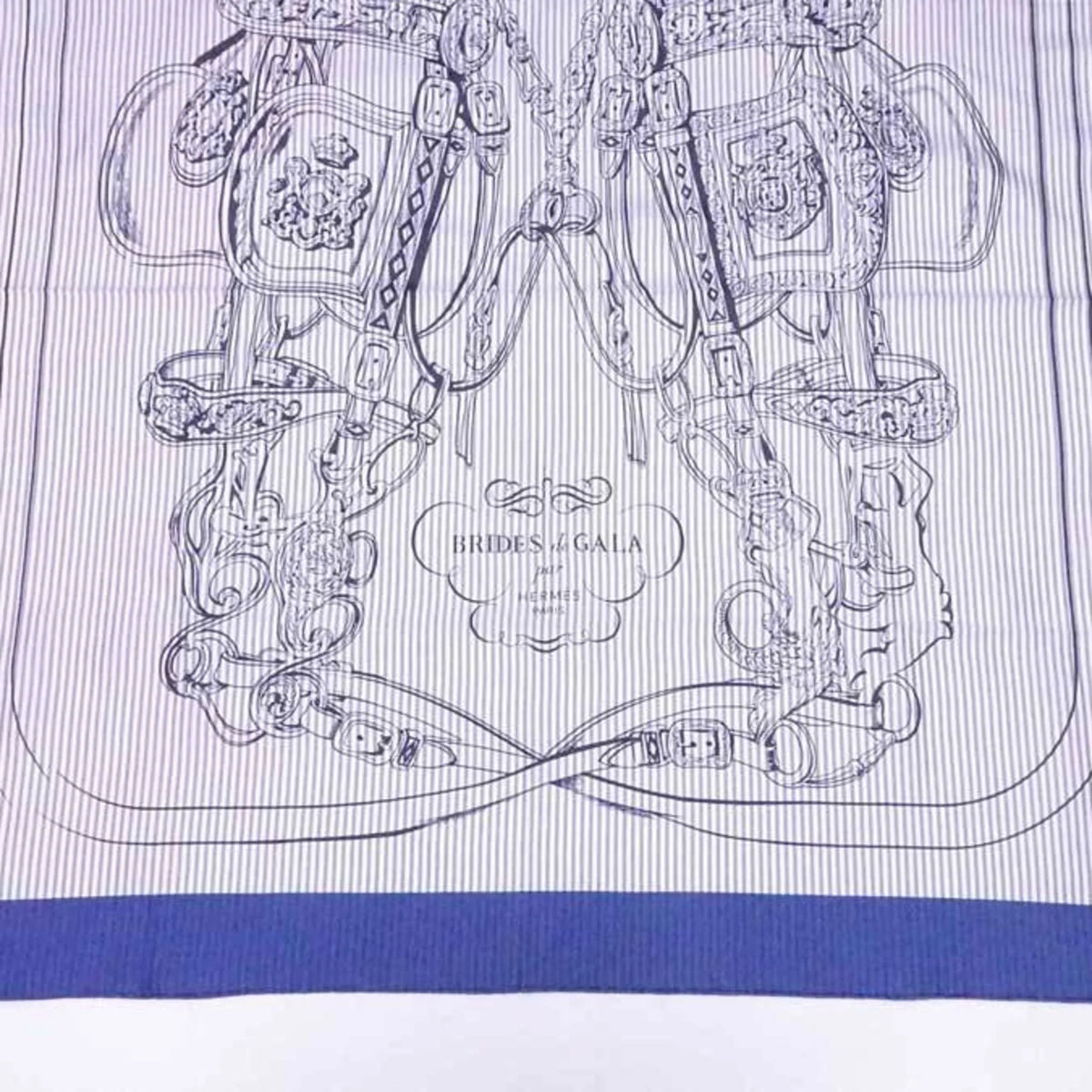 Pre-Owned Hermes HERMES scarf Carre 90 BRIDES de GALA silk navy x white ladies (Good)