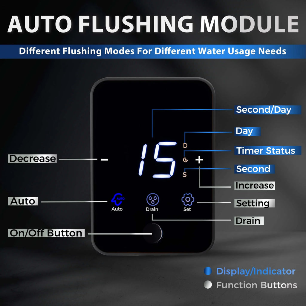 iSpring WSP500ARJ-BP Whole House Prefilter, Spin-Down Sediment aqua Filter with Bypass, Upgraded Clear Housing, Jumbo Size, Flushable and Reusable, Touch-Screen Auto Flushing, 4 Modes, 500 Microns