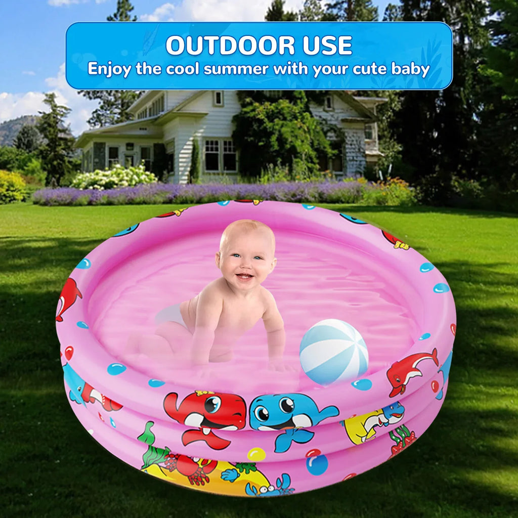 Round Inflatable Baby Swimming Pools, 47"x12" 3 Ring Portable inflatable Swimming Pool for Kids, Kiddie Paddling Pool Indoor&Outdoor Toddler aqua Game Play Center for Kids/Girls/Boys,Pink