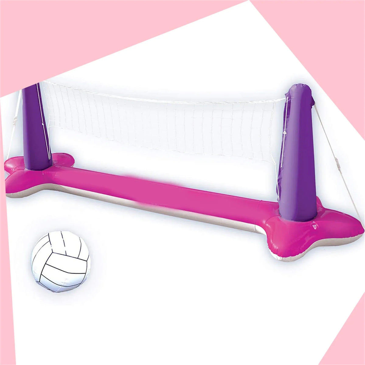 Inflatable Volleyball Net & Basketball Hoops Pink Pool Float Set