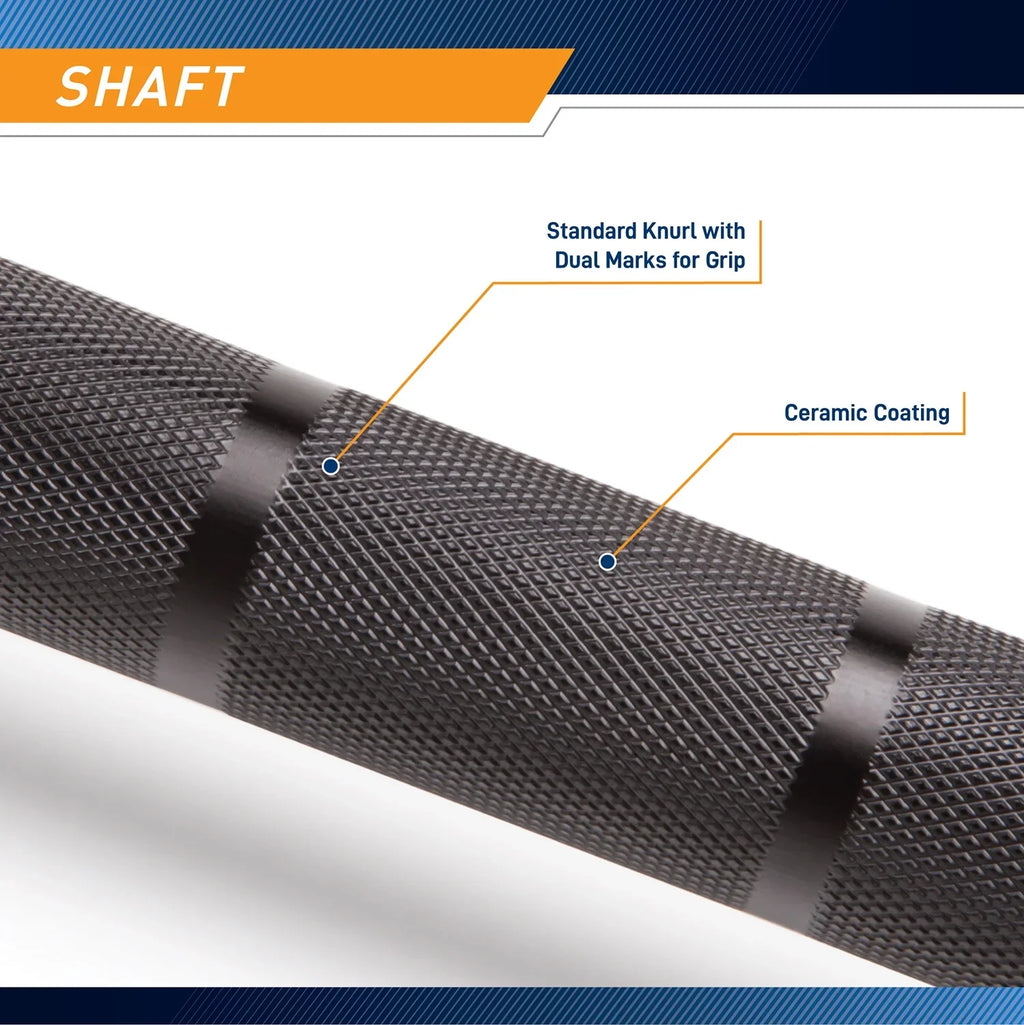 Black and Chrome 45lb Olympic Barbell | STB-1606BKC SteelBody