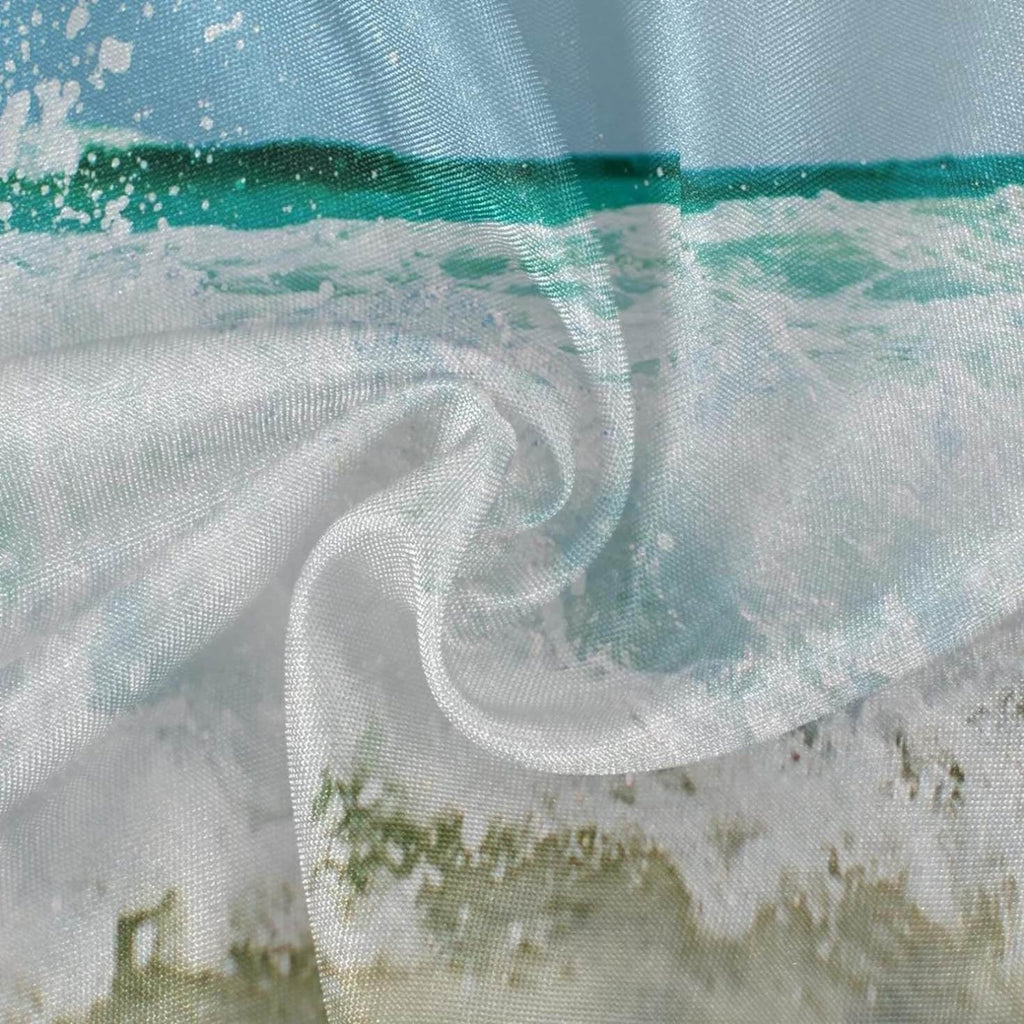SKYSONIC Summer Sea Wave Round Tablecloth 60inch Indoor Wrinkle Free, Tropical Ocean Circular Lace Table wrap Washable for Kitchen Party BBQ Dining Decor