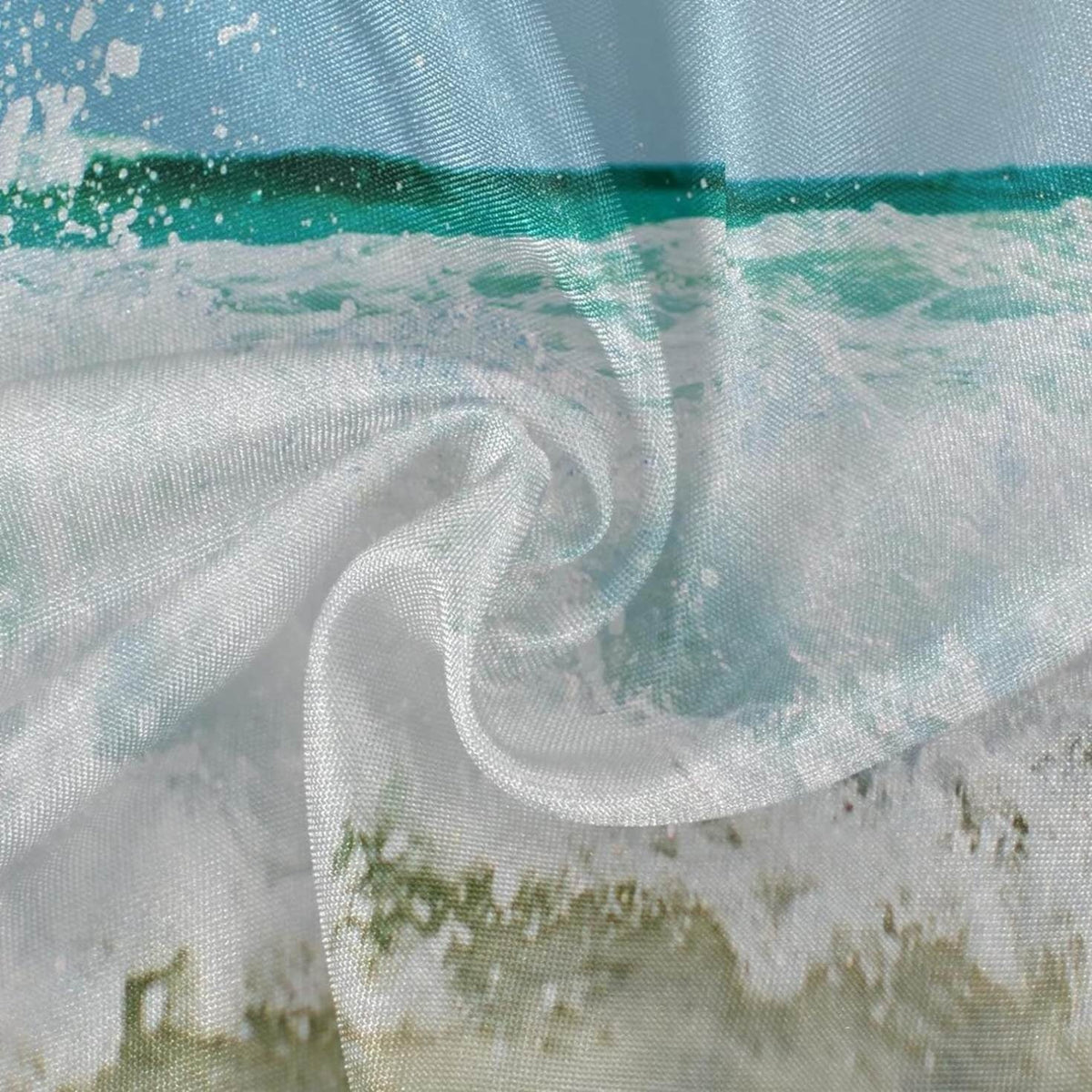 SKYSONIC Summer Sea Wave Round Tablecloth 60inch Indoor Wrinkle Free, Tropical Ocean Circular Lace Table wrap Washable for Kitchen Party BBQ Dining Decor