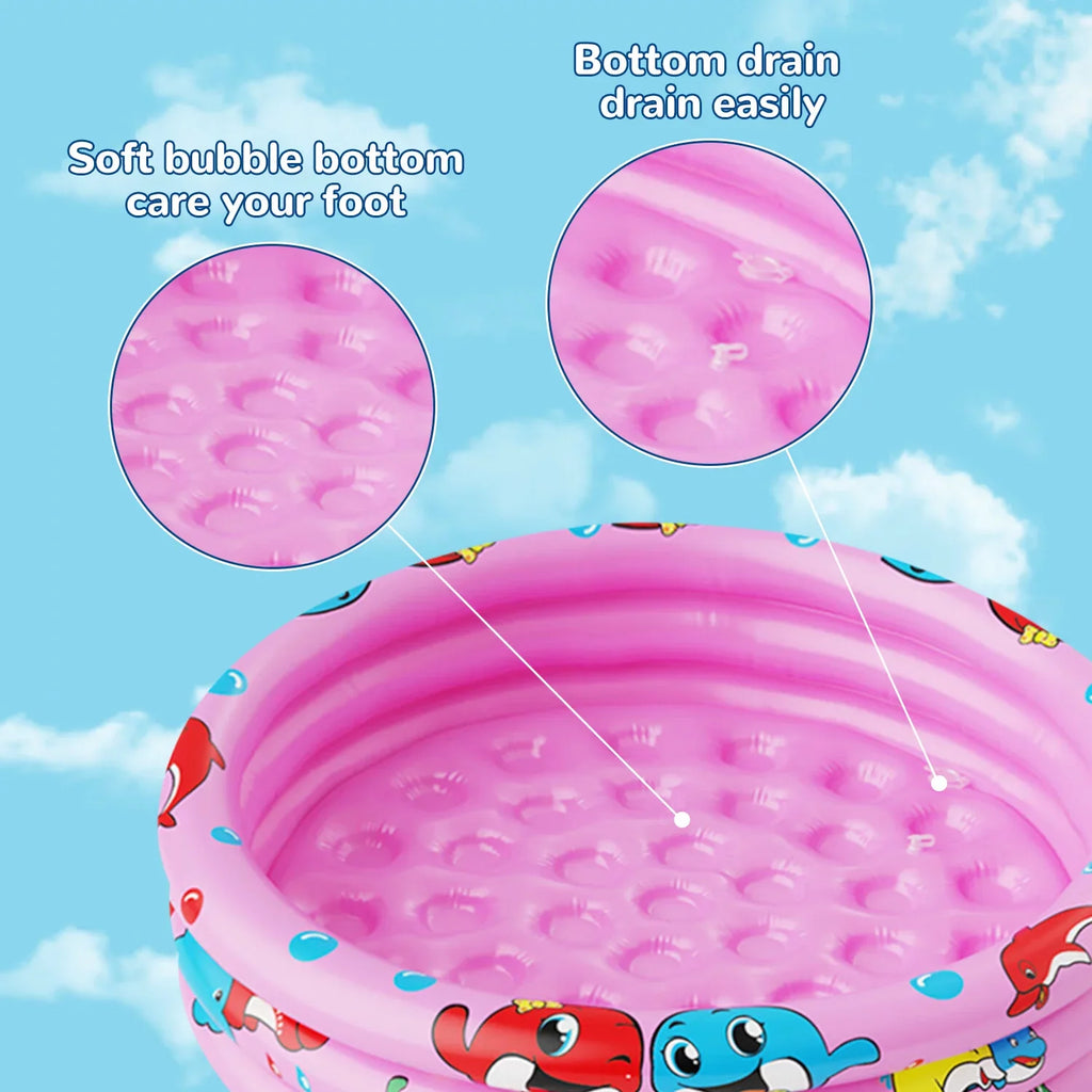 Round Inflatable Baby Swimming Pools, 47"x12" 3 Ring Portable inflatable Swimming Pool for Kids, Kiddie Paddling Pool Indoor&Outdoor Toddler aqua Game Play Center for Kids/Girls/Boys,Pink