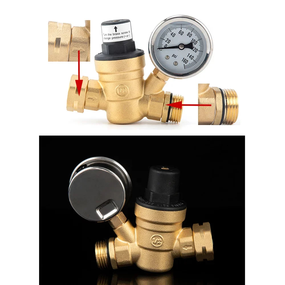 Andoer Valve,Reducer With 0-160psi With 0-160psi And Valve -free Brass 0-160psi And Inlet And Inlet Screened Inlet Screened Filter Brass Adjustable aqua Huiop Valve -free Brass aqua Pressure