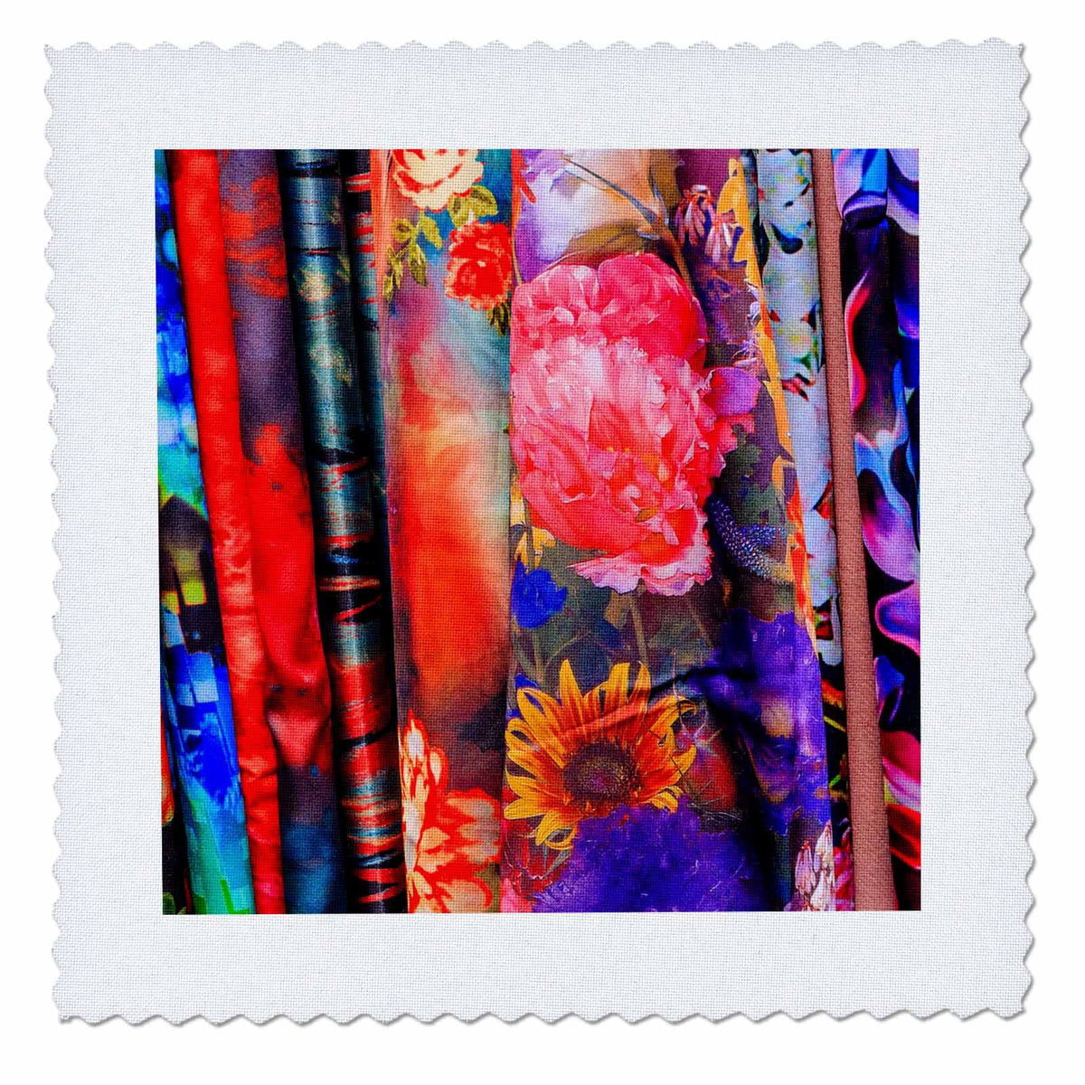 3dRose Colorful chinese flower Silk Scarves, Shanghai, China - Quilt Square, 8 by 8-inch