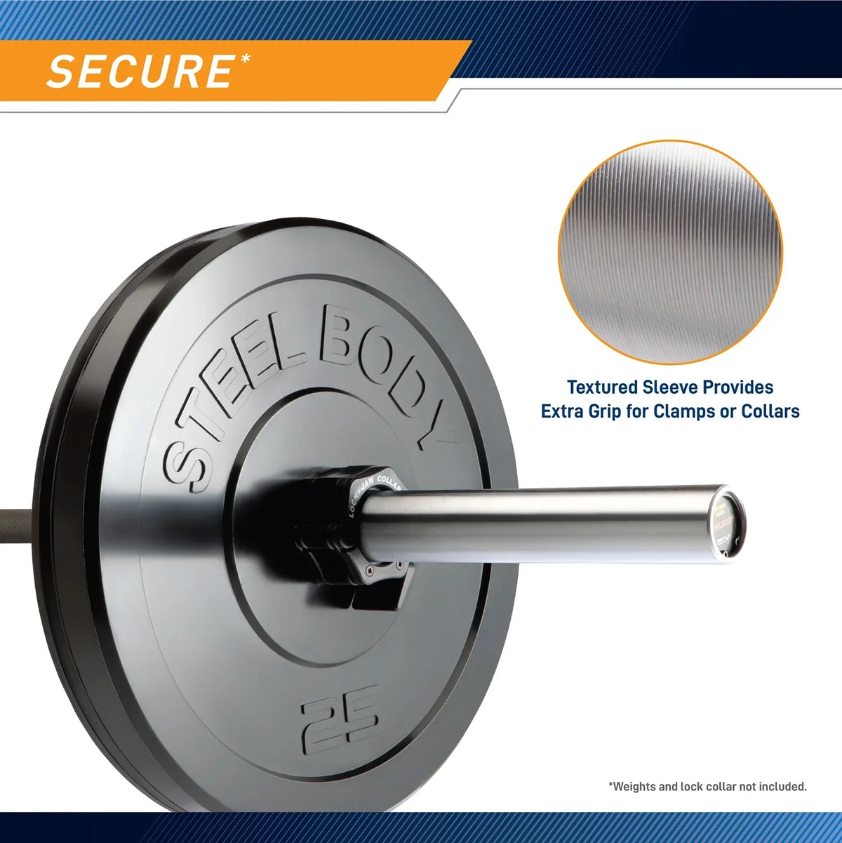 Black and Chrome 45lb Olympic Barbell | STB-1606BKC SteelBody