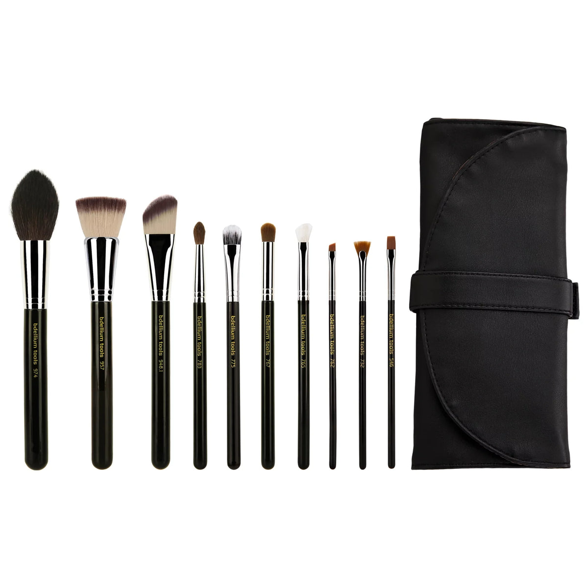 Brush Set with Roll-Up Pouch. Bdellium Tools Professional Makeup Maestro Series The Key Essential 10pc