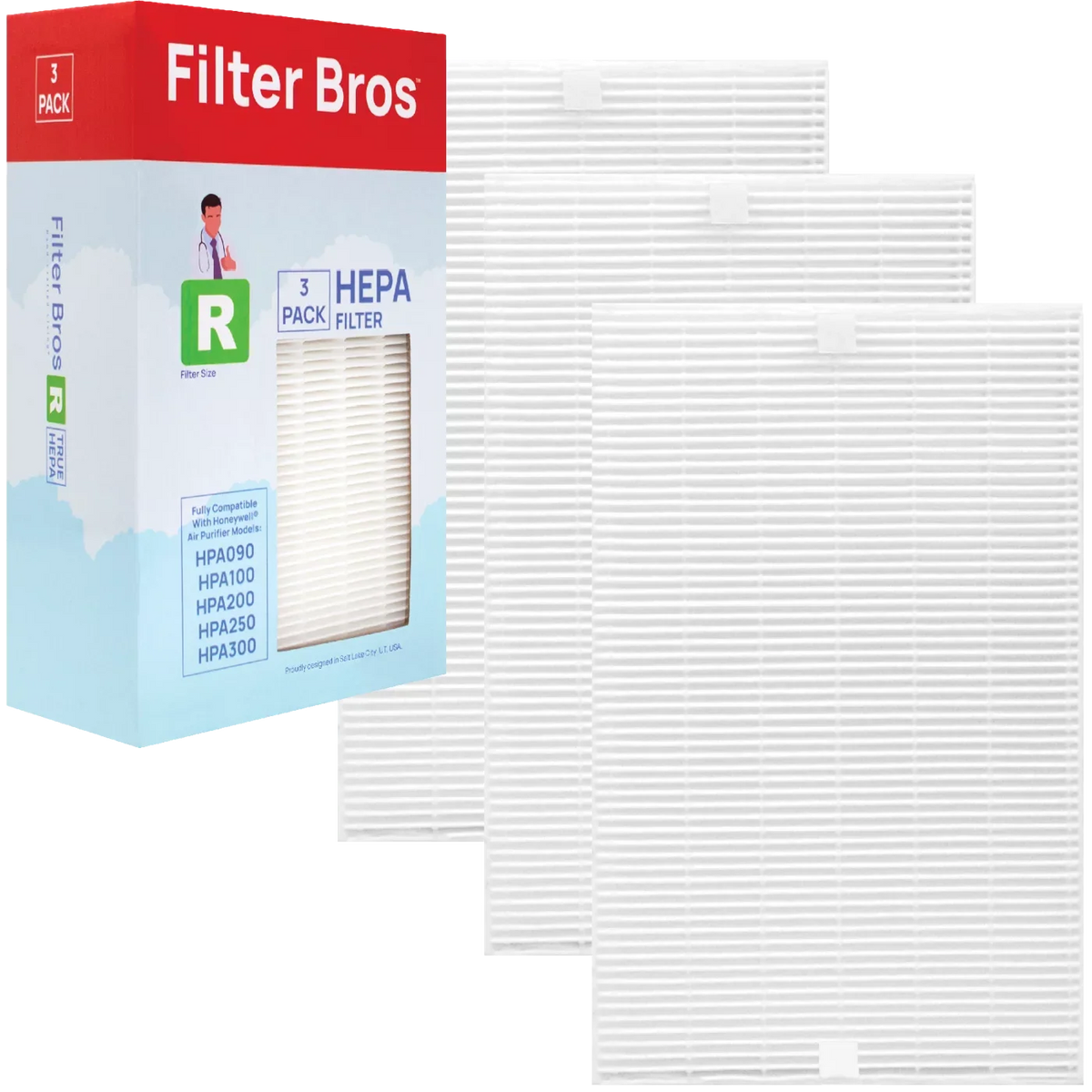 Filter Bros HRF-R3 matching With Honeywell HEPA Air Purifier Filter R Replacement for HPA 090, 100, 200, 300, and 3000, 5000 Series Machines
