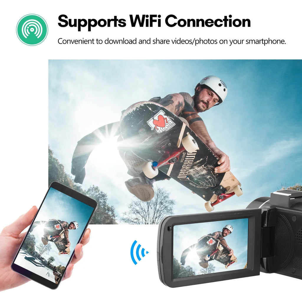 Andoer-2 Camcorder,IR Vision -shake Remote + Carry 4K Video 18X 3.0 Inch + Remote + DV 56MP 18X 2pcs Batteries + Batteries + Remote Video Camera WiFi -shake 2pcs Batteries WiFi DV 56MP 3.0 Inch IPS