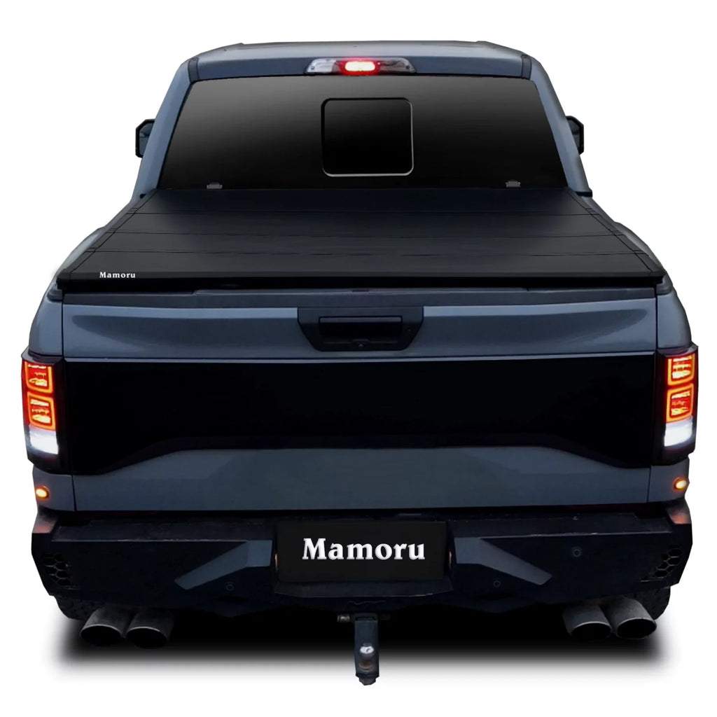 Mamoru Hard FRP Quad-Fold Solid Tonneau protector appropriate with 2016 2017 2018 2019 2020 2021 2022 2023 Tacoma 6' / 73.7" Truck Bed wrap | Fit for Deck Rail System